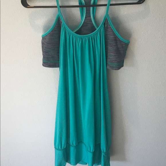 lululemon athletica Tops - Lululemon NO LIMIT tank - turquoise and gray sz 8
